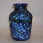 Furnace Blown Blue/White Cane Overlay Vase by Dorian Renando