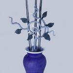 Furnace Blown Vase with Frosted  Design, Torchwork Frosted Branches by Dorian Renando