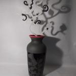 Furnace Blown Vase with Frosted Design, Torchwork Frosted Branches by Dorian Renando