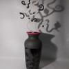 Furnace Blown Glass Vase with Frosted Designs, Torch Worked Frosted Branches by Dorian Renando